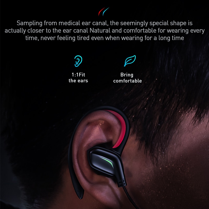 Baseus gamo  c18 typ c spelhörlurar med rgb light öronkrok trådbundna in-ear bas stereo hörlurar för  ps4 pc datorspelare
