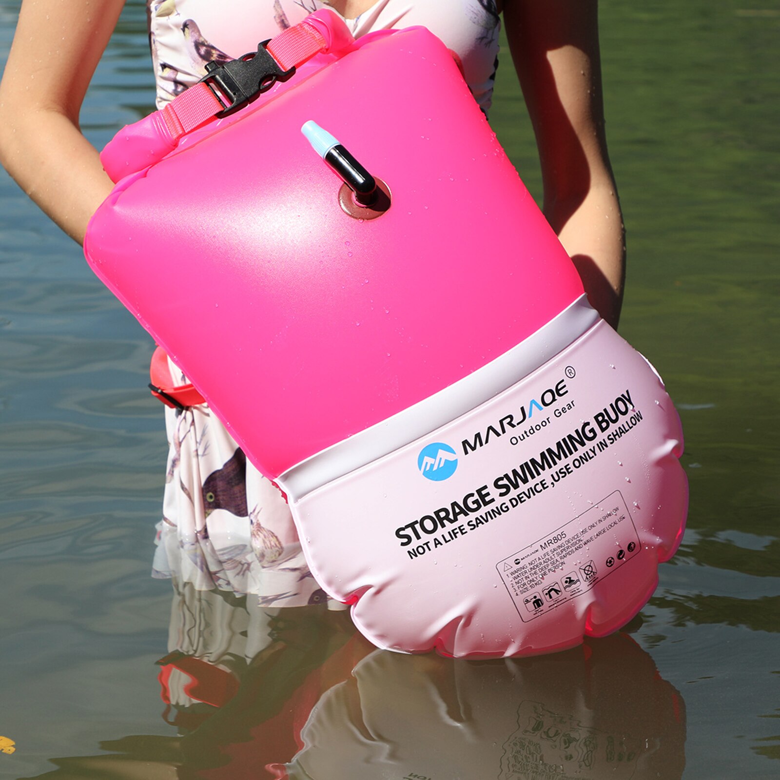 Zwemmen Boei Dry Bag - Tow Float En 20L Dry Bag Voor Open Water Zwemmers, Triatleten. Hoge Zichtbaarheid Veiligheid Zwemmen Boei Float: Rosy