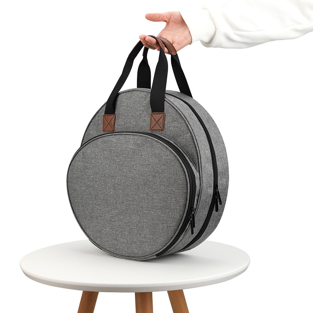Bolsa de pano oxford cinza redonda para bordado, bolsa de armazenamento para linha de bordar, 1 peça