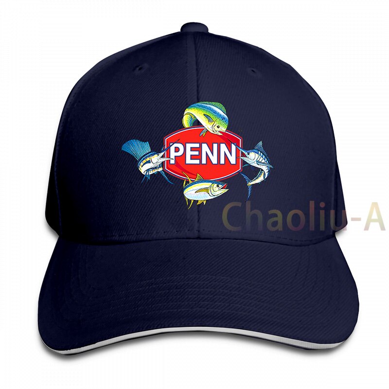 Nuovo Popolare PENN QUATTRO PESCI FISHINGER BOBINE di berretto Da Baseball delle donne degli uomini Trucker Cappelli di modo cappuccio regolabile: 1-Navy