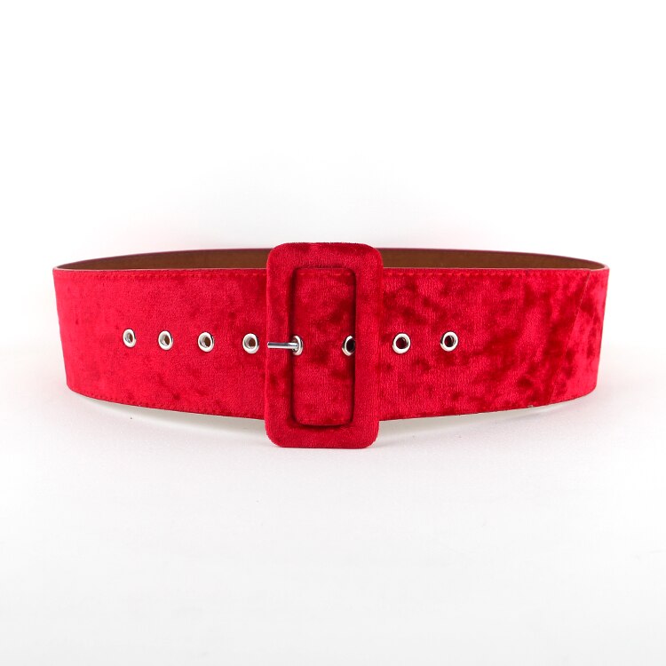 Ceinture Punk Rock pour femmes, avec boucle ardillon argentée, large, pour robe de soirée, en flanelle noire