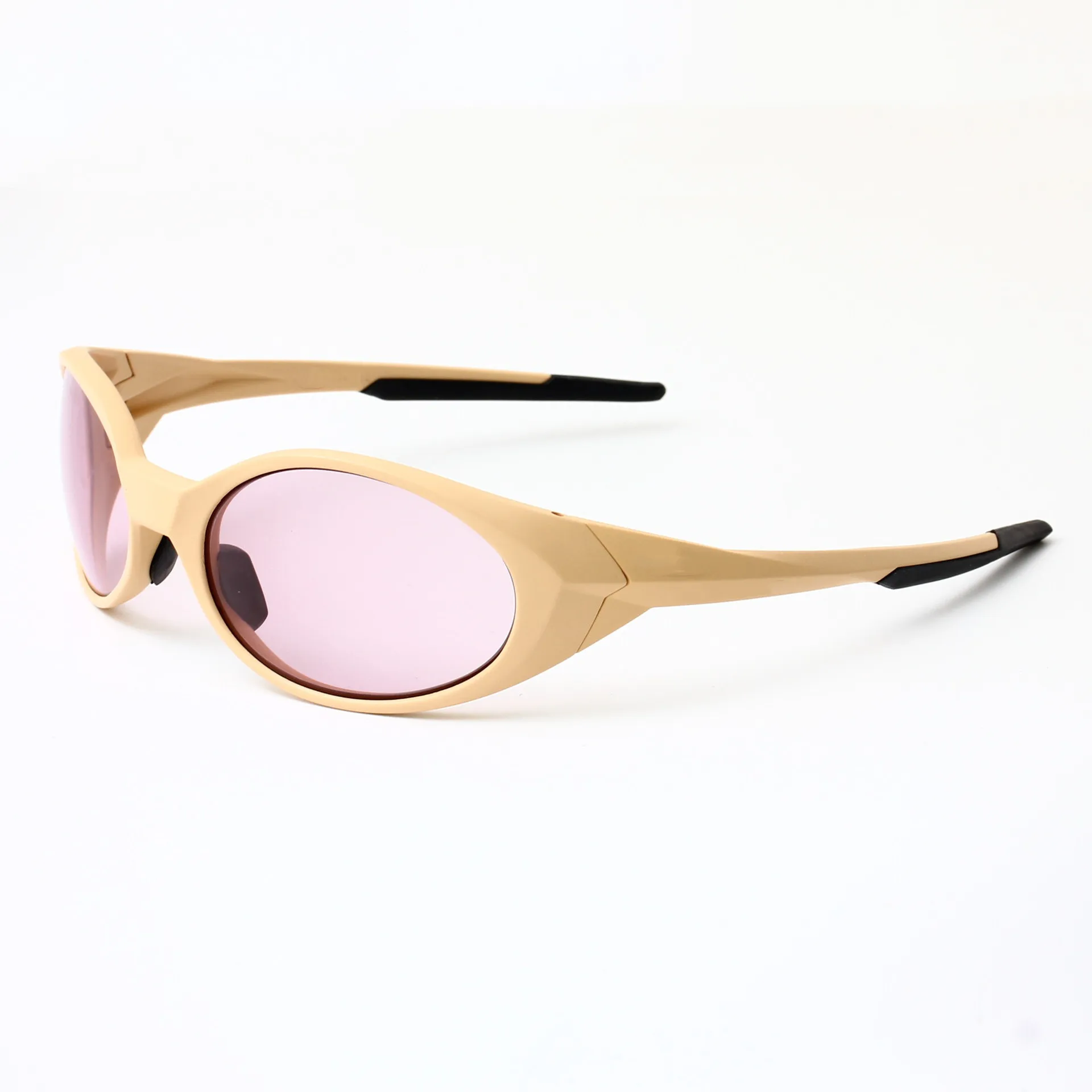 Outdoor Sport Pilot Zonnebril Ovale Mode Y2K Mannen Rijden Sport Zonnescherm Bril Strand Fietsen UV Beschermende Bril: Beige