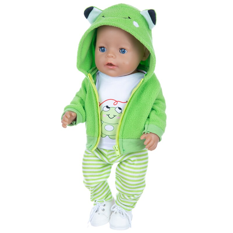 Traje verde cálido para muñeca, ropa para muñeca de 17 pulgadas y 43cm, traje para bebé nacido, de cumpleaños