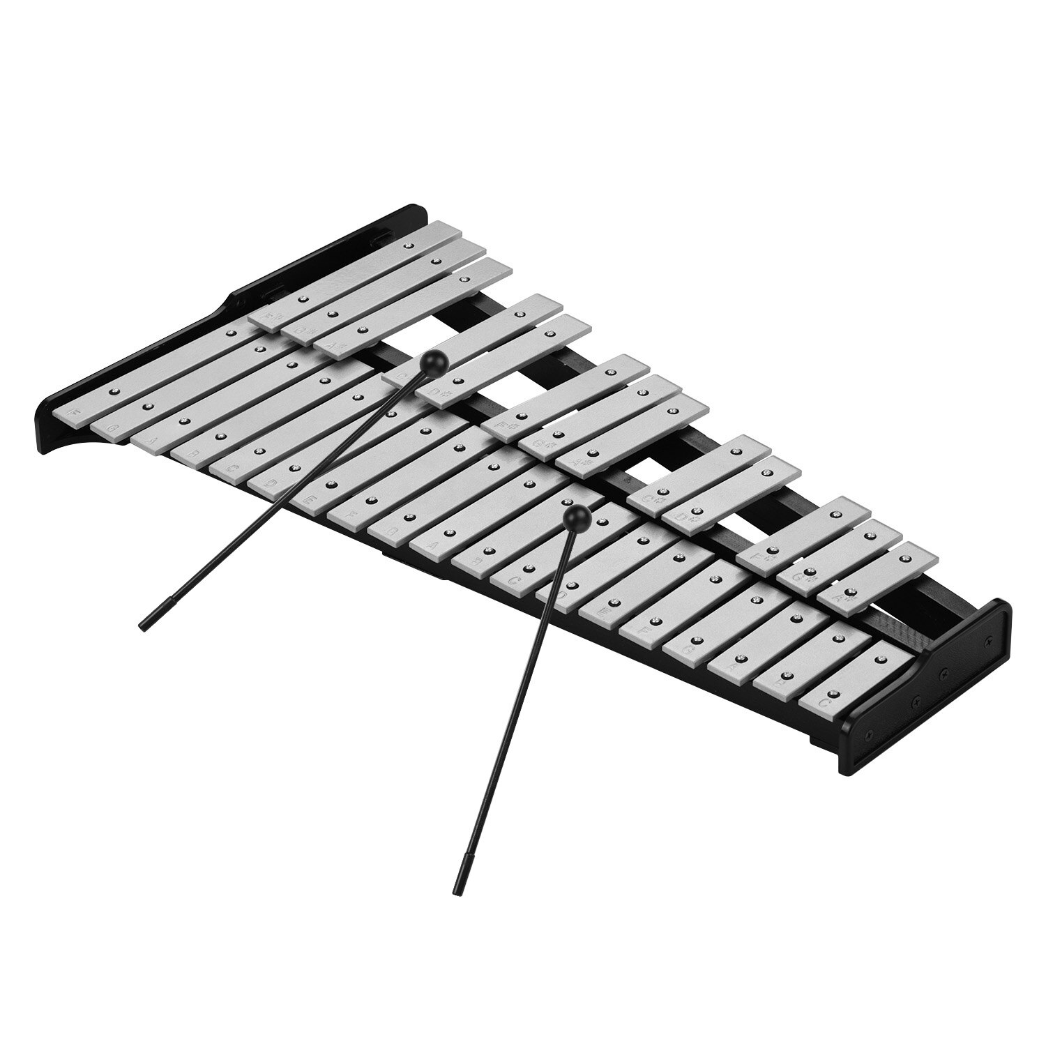 32-Note Xylophone Educational Glockenspiel Wooden Base Solid Aluminum Bars with Mallets Percussion Musical Instrument