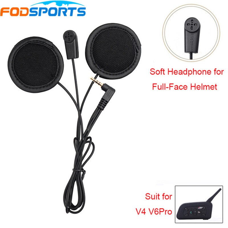 Fodsports v6 interfone microfone macio fone de ouvido apenas para v6 v4 capacete da motocicleta bluetooth fone de ouvido interfone