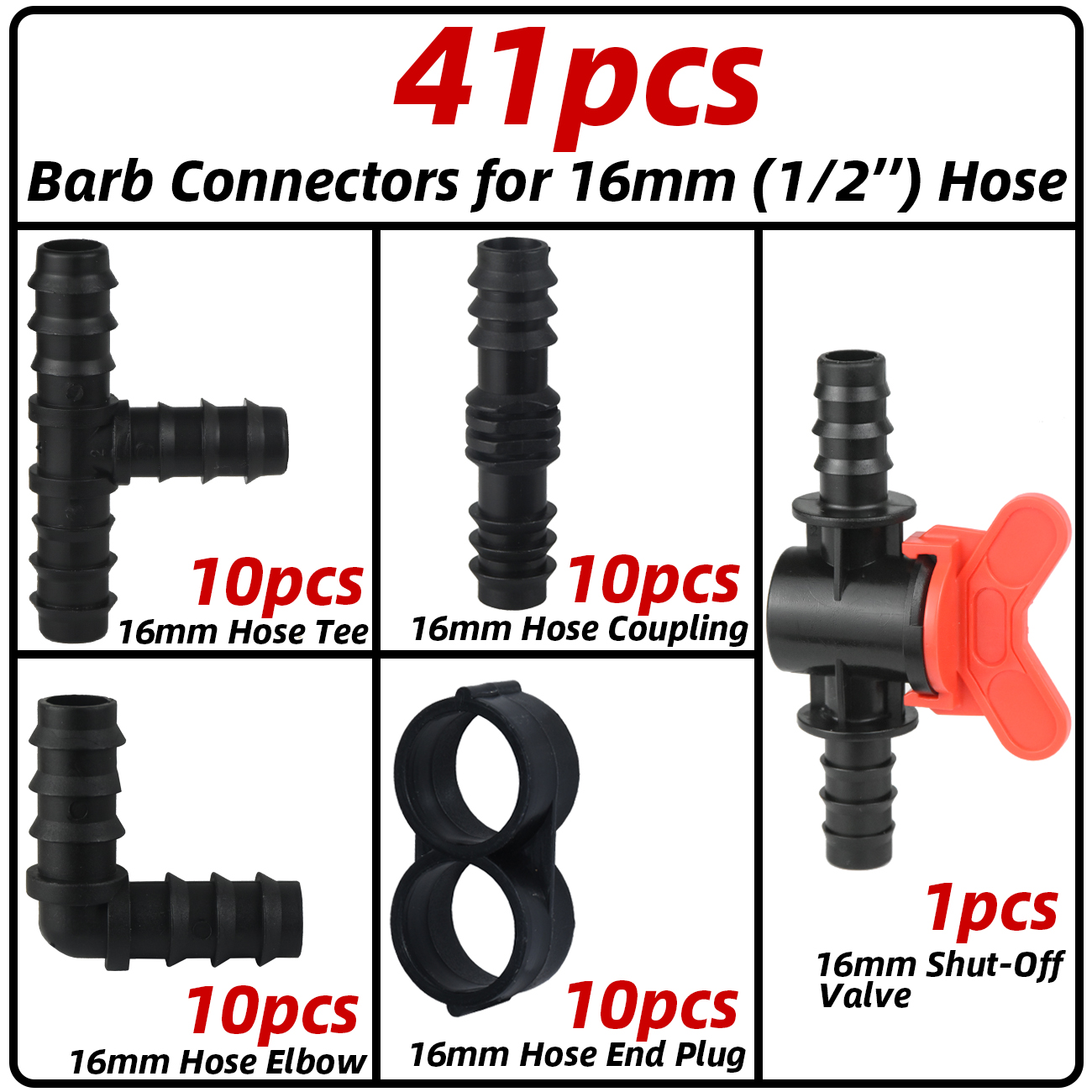 Kesla 1/2 "Druppelirrigatie Connectoren Kit Koppeling T-Elleboogplug Voor 1/2 Inch 16Mm Tubing Tuinslang Reparatie Verlenging: Bruin