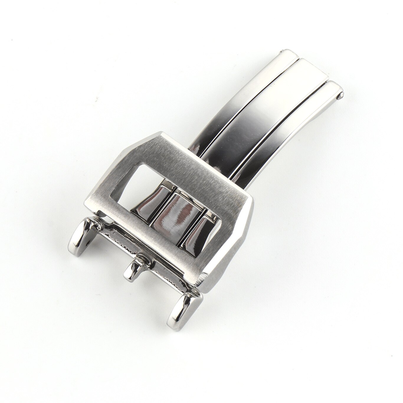 18mm 316L Edelstahl Einsatz Klapp Verschluss für IWC markieren 18 groß Pilot Portugiesisch Lederband Gummi Armbinde: Silber- Nein Wörter
