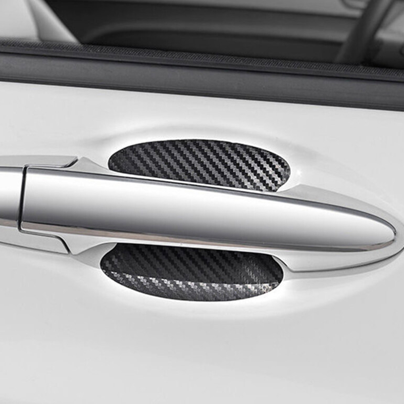 4 unids/set de pegatinas resistentes a los arañazos para coche, pegatinas universales de fibra de carbono para manija de coche, película protectora, pegatina decorativa, accesorios para coche