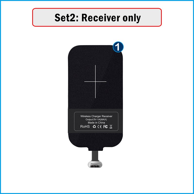 Qi Draadloos Opladen Adapter Voor Huawei Honor 8 9 9X 10 20 30 Pro 20S 30S V10 V20 v30 Draadloze Oplader + Usb Type-C Ontvanger: Receiver only