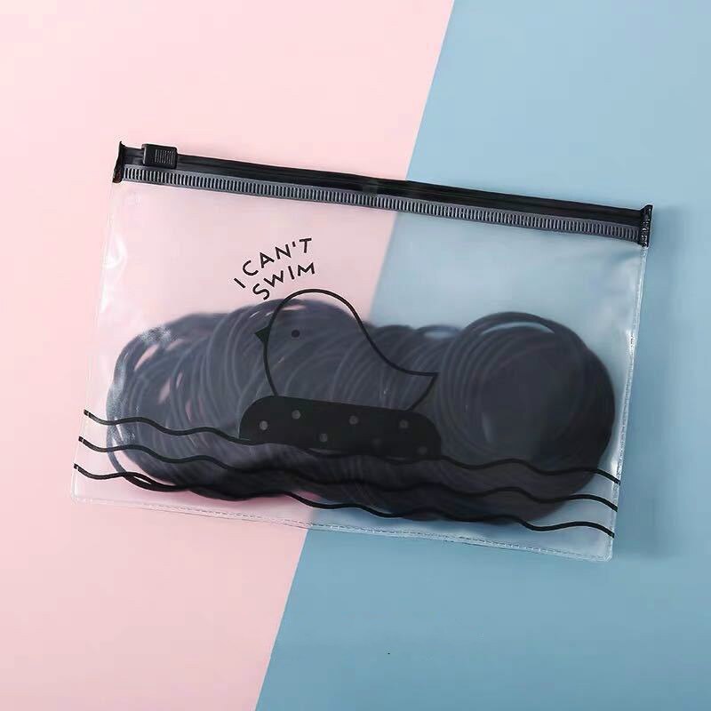 100 Stuks Dunne Zwarte Kleurrijke Nylon Elastische Haarbanden Paardenstaart Houders Haar Scrunchies Elastiekjes Hoofdband Haar Accessoires: Black 100