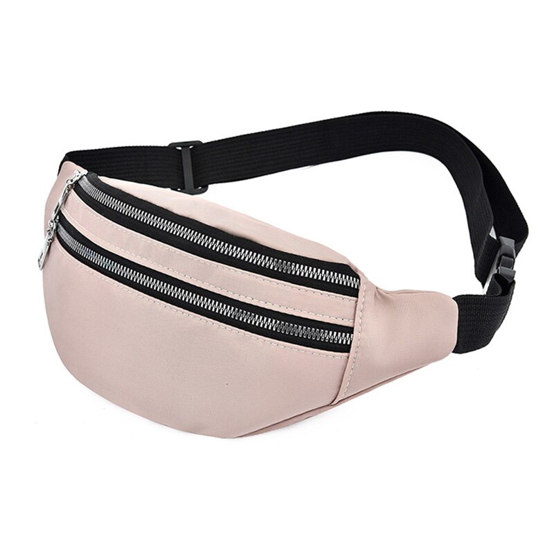 Ensfarvet taljetaske til kvinder vandtæt fanny pack kvindelig bæltetasker brystpakke multifunktions taljepose pung  zy859: Pink talje taske