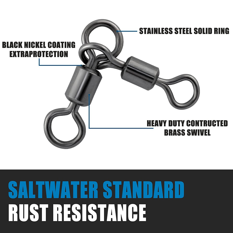 FTK 50 Pz Girelle a 3 gareggiare Barile Pesce giro Girelle Attrezzatura da Pesca Gancio Connettore Surf rig Traina Pesce Gatto rig Acqua Salata Acqua Dolce