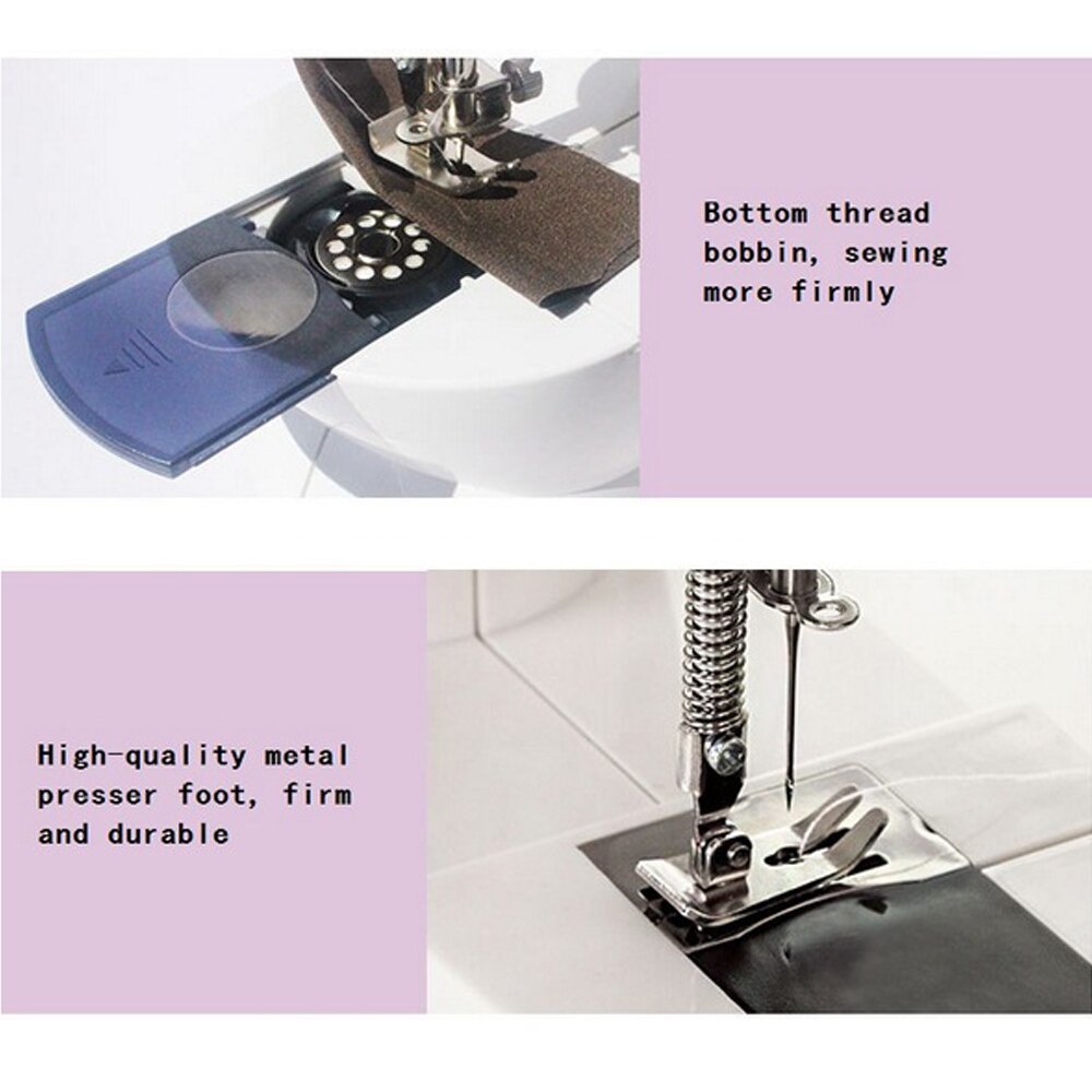 Mini Sewing Machine Portable Household Night Light Foot Pedal Straight Line Hand Table Two Thread Kit Electric Stitch Machine