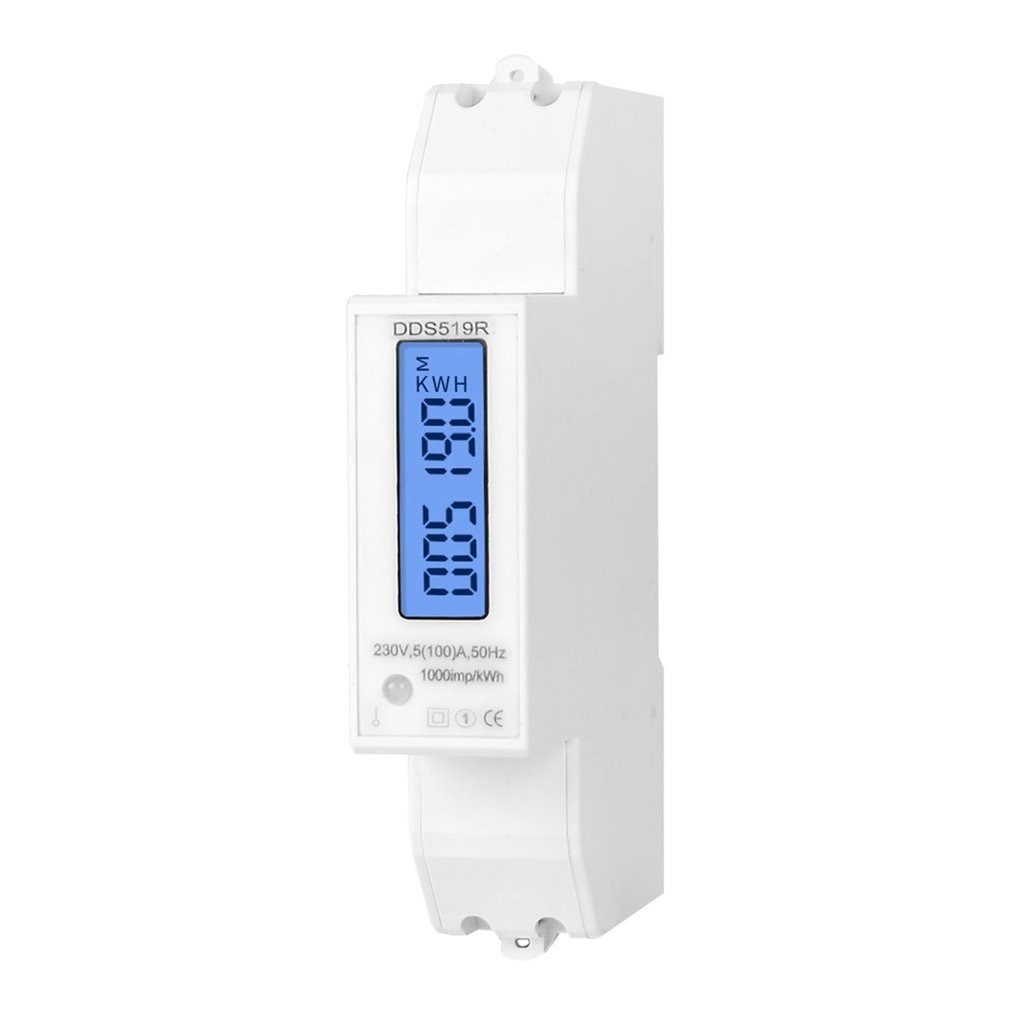 DDS519R LCD Mudbus 18mm Mini Digital Power Meter Single Phase Watt Meter DIN Rail With Backlight AC 5-100A 230V