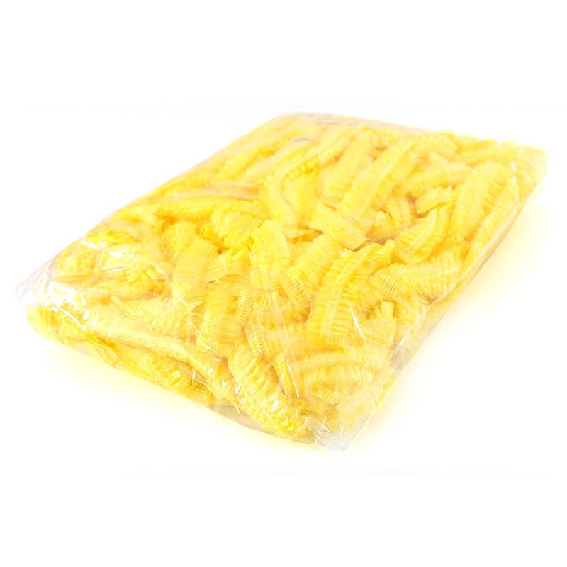100Pcs Waterproof Shower Caps Hats Women Men Disposable Elastic Plastic Shower Bath Caps For SPA Hair Salon: Yellow