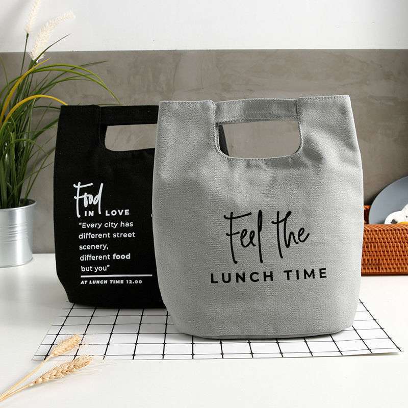 Canvas Portable Lunch Bag Food Storage Bags Japanese Style Bento Box Outdoor Accessories Insulated Cold Print