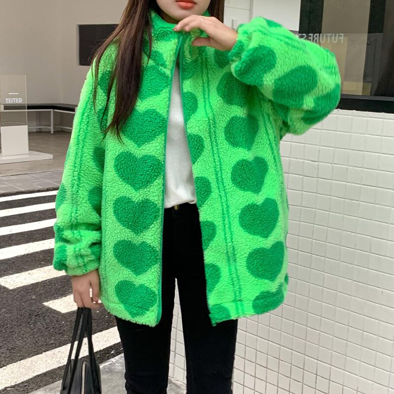 Alien Kitty High Street Turtleneck Faux Fur Coat Thicken Zipper Full Sleeve Lamb Wool Coat Korean Basic