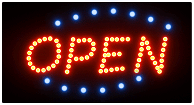 110V Bright Animated Motion Running Neon LED Business Store Shop OPEN Sign Q0KF