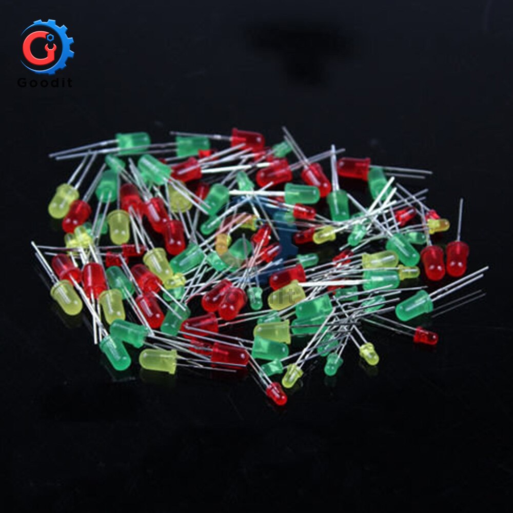 100PCS Licht Emittierende Diode LED 5mm 3mm Rot Grün Gelb für Arduino Raspberry Pi
