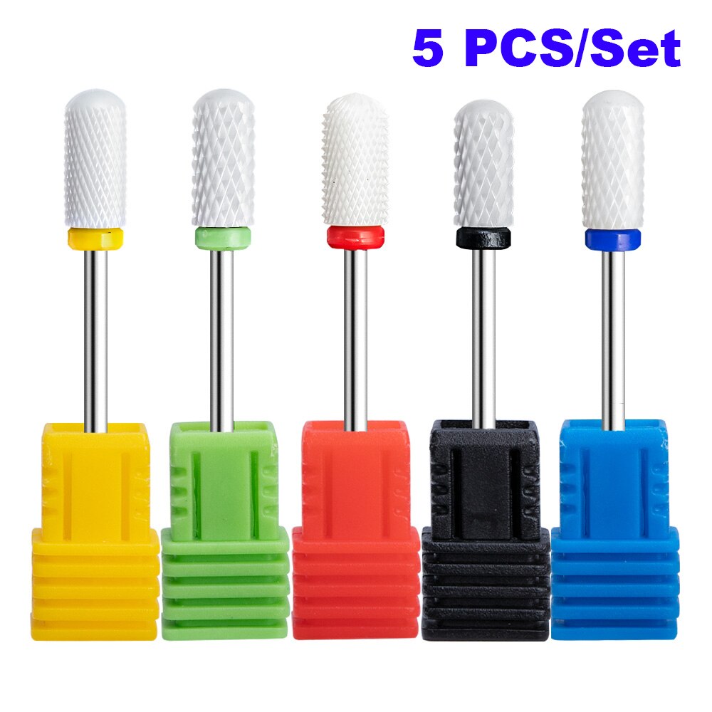 Juego de brocas de cerámica para uñas, Kit de taladro eléctrico de manicura para fresadora, limas de uñas, accesorios de equipo de arte de uñas, 5 uds.: SET 3