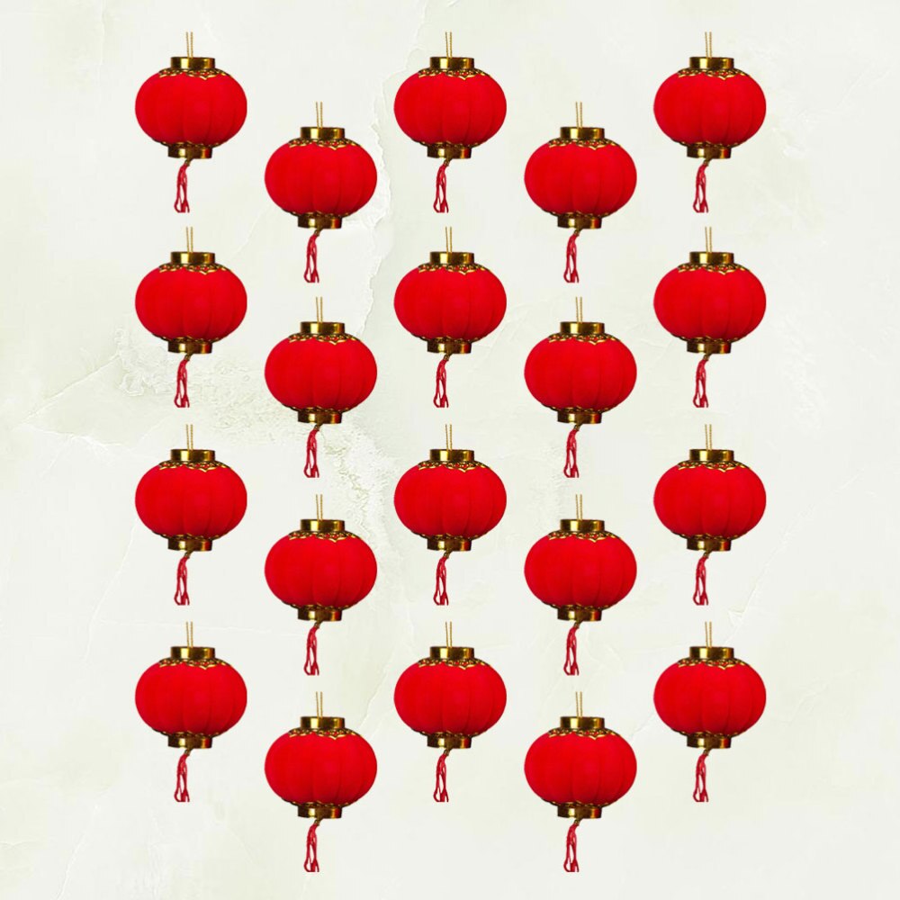 20Pcs Lanterns Round Decorative Red Chinese 3D Lanterns for Celebration Spring Festival Party