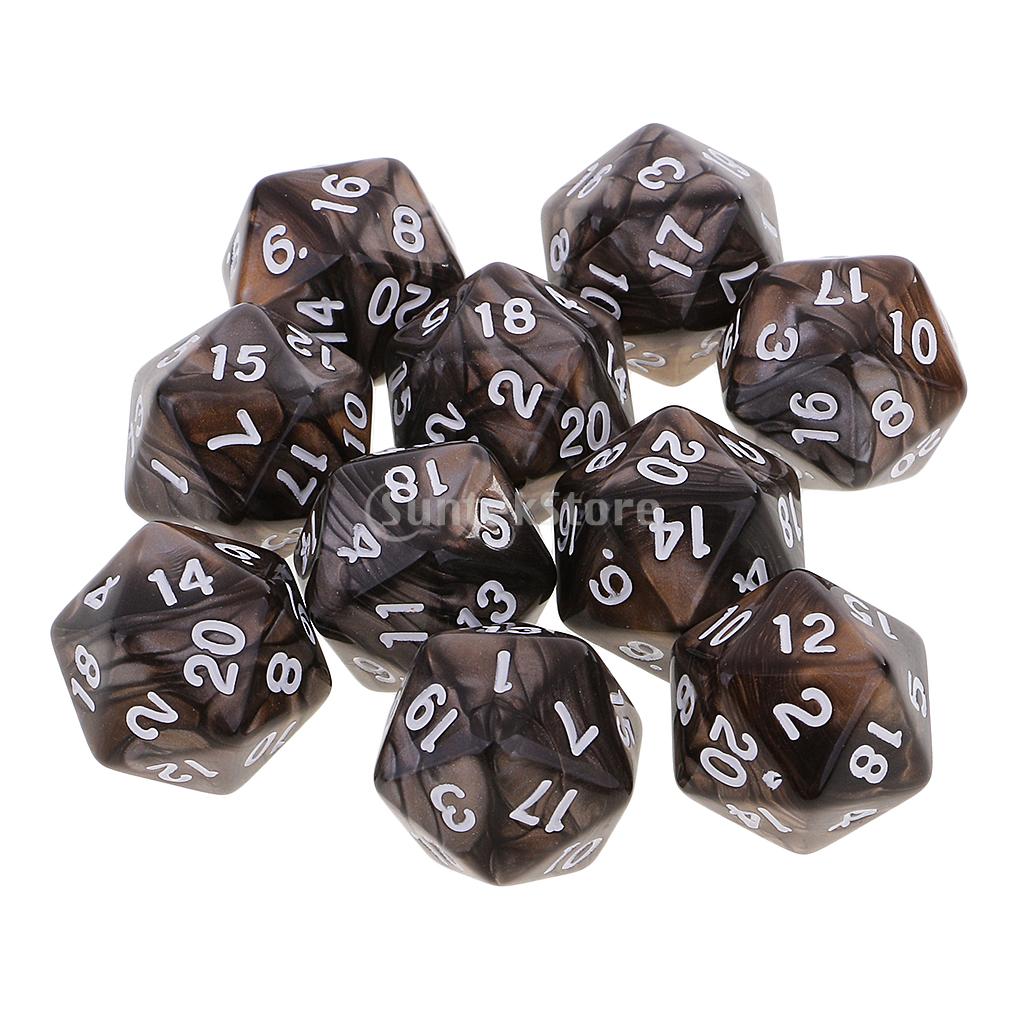 10 stücke 20 Seitige Würfel D20 Polyhedral Würfel für Dungeons und Drachen Tabelle Spiele Kaffee Grau