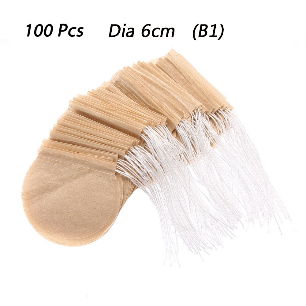 Round Tea Bags 100 Pcs/Lot Nature Filter Paper Tea Bag Empty Scented Tea Bags Filter Infuser Herbal Loose Tea Infuser: B1