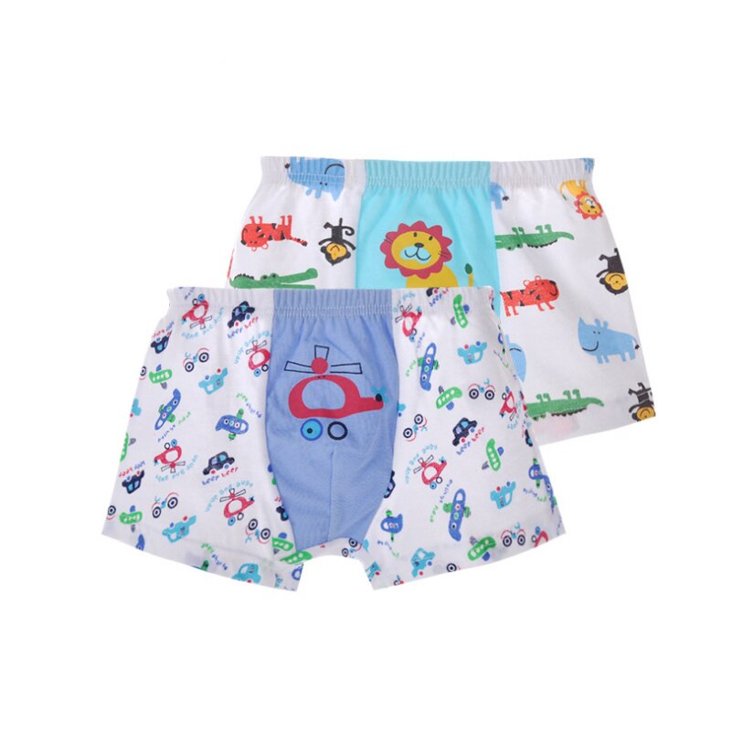 Calzoncillos bóxer de algodón 100% para niños, ropa interior de dibujos animados, 2 unids/lote: Airplane Lion / 5
