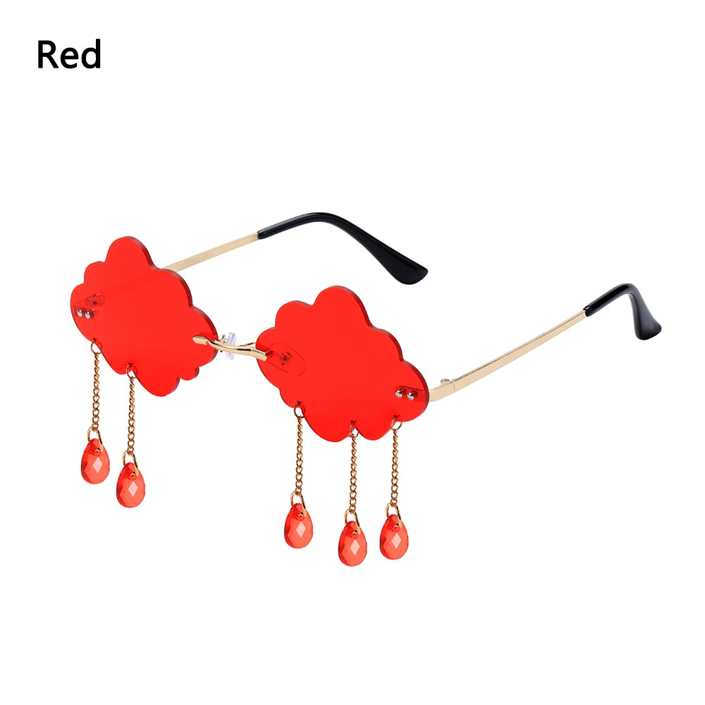 Randloze zonnebril voor dames, vintage wolken, kwastjes, steampunk zonnebril voor heren, frameloze punkbril,  uv400 oculos: Rood