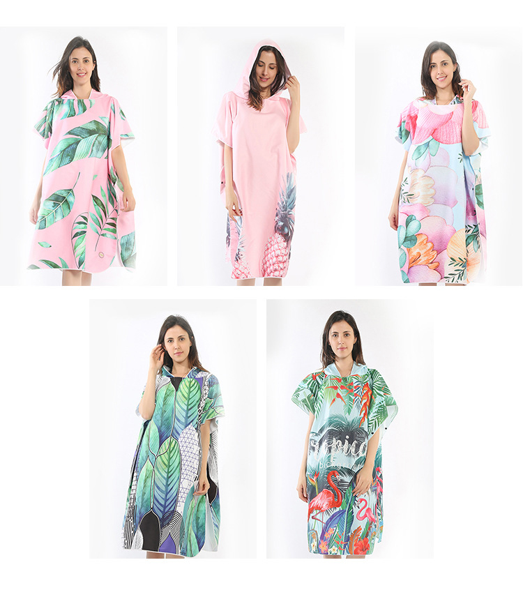 Hermosa toalla con capucha Floral para actividades al aire libre Toalla de playa de tela de microfibra, toallas estampadas de señora/natación, capa de buceo