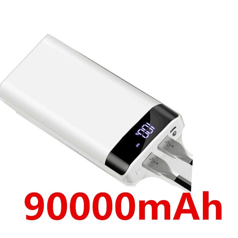 Power Bank 90000 Mah Draagbare Oplader Voor Samsung Xiaomi Mi Mobiele Externe Batterij Power Bank 90000 Mah Mobiele Telefoon: White (90000mAh)