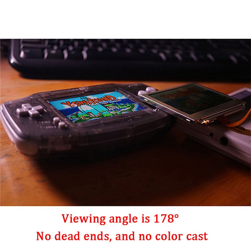 Replacement IPS LCD Screen with Ribbon Cable Screen Cover Repair Full Kit for GameBoy Advance GBA Game Console