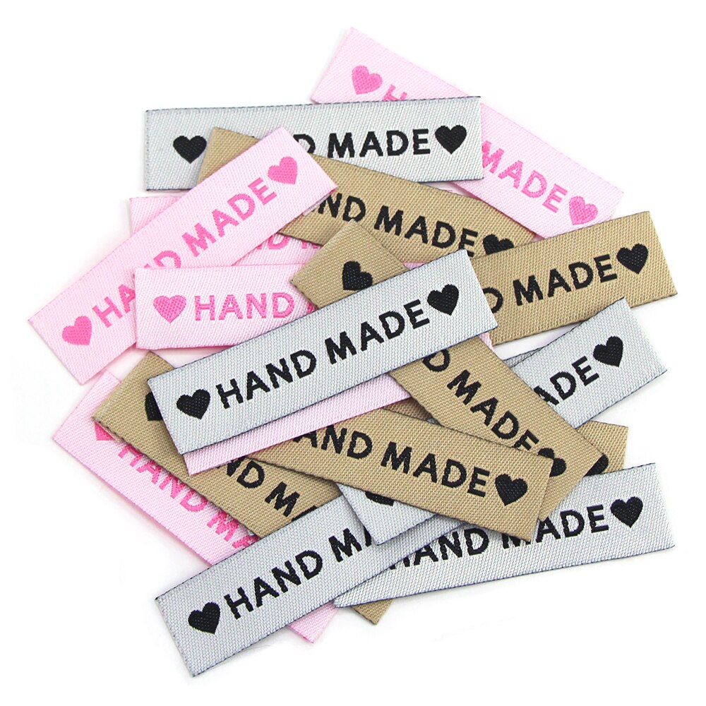 50 stk labels hjerte tøj tags håndlavet label til tøj fold håndlavet tags diy hat/kurv/tørklæde sy tilbehør 60 x 15mm