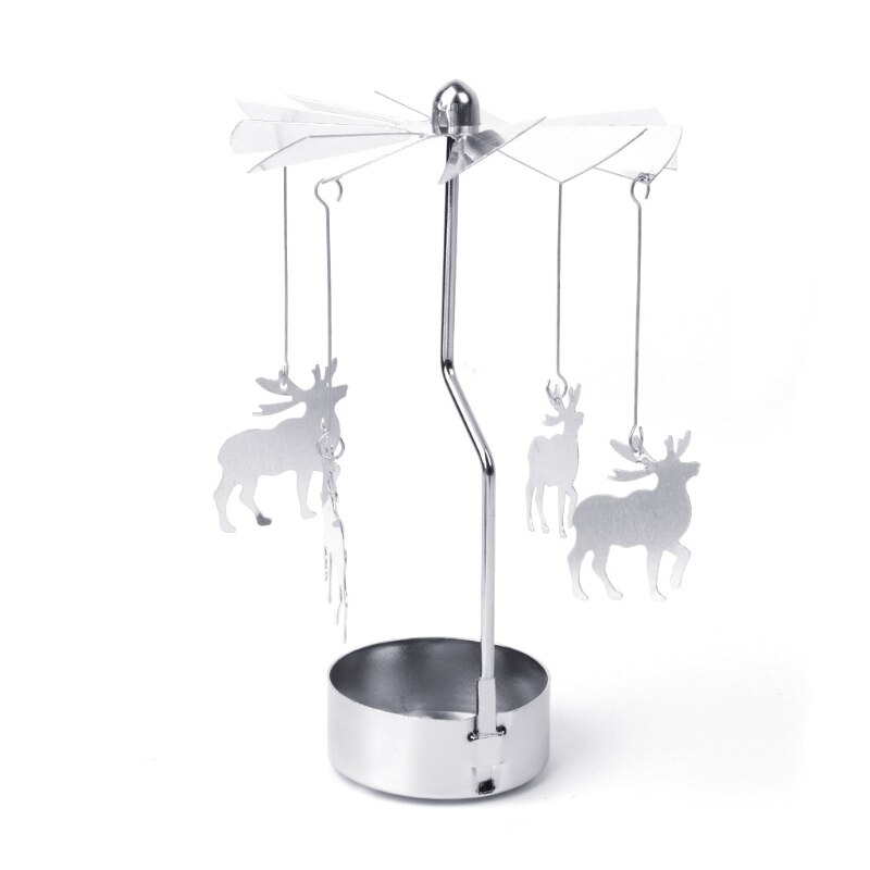 Rotary Spinning Tealight Candle Metal Tea light Holder Carousel Home Decor Christmas: 01