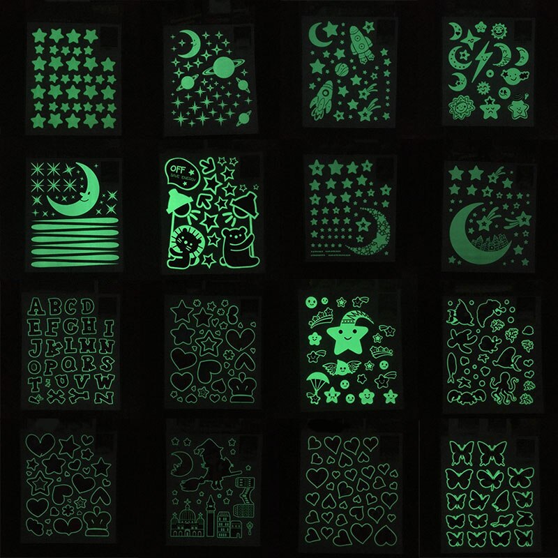 Autocollant lune et étoiles fluorescentes, autocollant lumineux nuit, lueur de lumière dans la nuit, jouets pour enfants, décor de chambre à coucher pour enfants