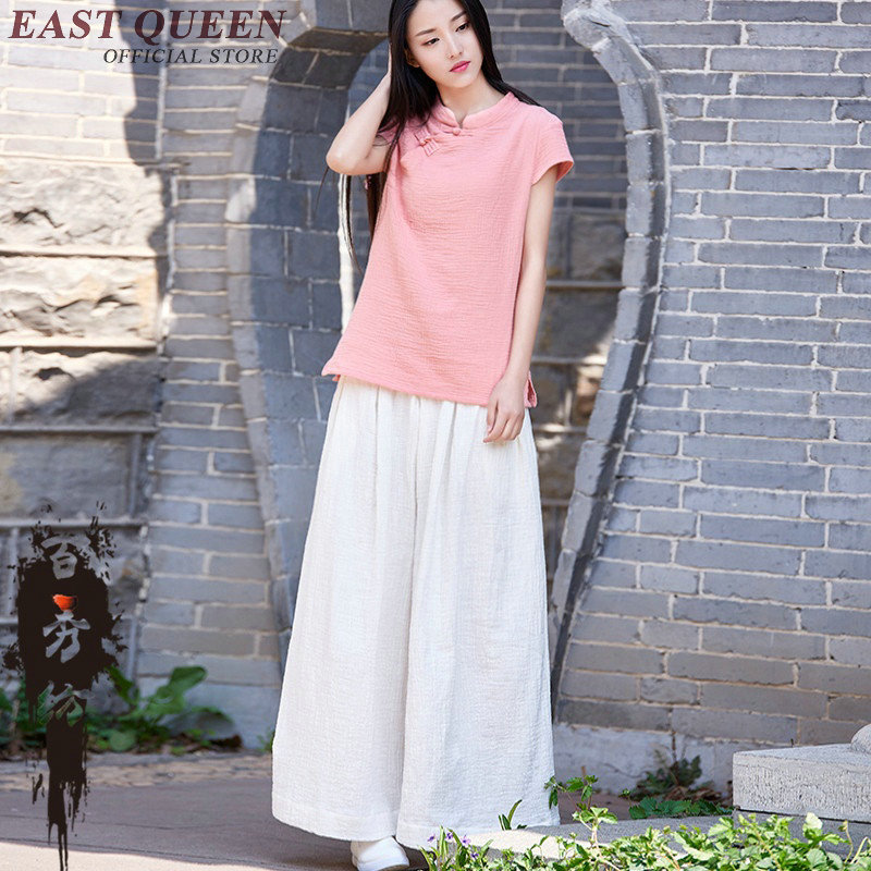 Kinesisk stil off white bukser baggy bukser kvinder lodrette striber afslappet løse oversize brede ben bukser  aa2845 yq