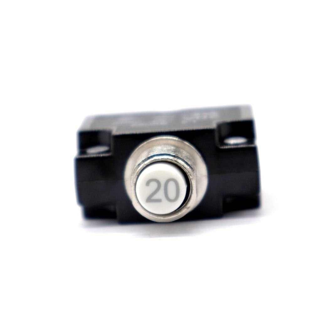 20 Amp Circuit Breaker Push-Button Reset with Quick Connect Terminals and Clear Waterproof Button Cover