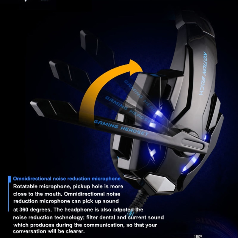 KOTION EACH G9000 3.5mm Game Gaming Headphone Headset Earphone Headband with Microphone LED Light for Laptop Tablet and Mouse