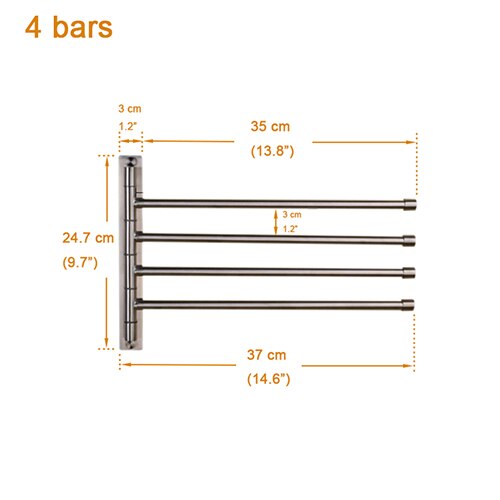 Bathroom accessories swing arm Towel Holder wall mounted Towel bars stainless steel brushed towel rack 2 / 3 / 4 bars: 4 bars