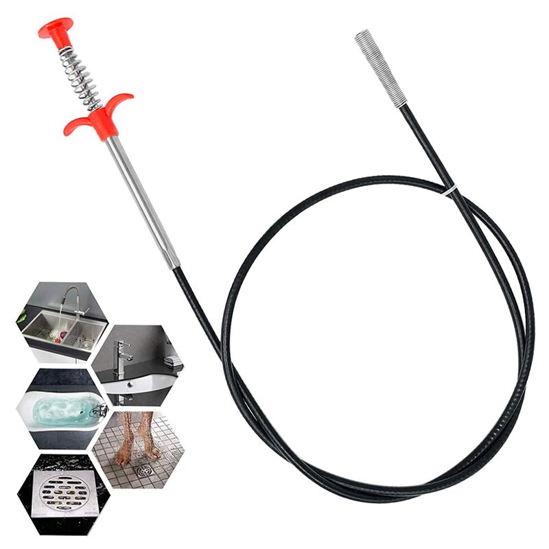 WIKHOSTAR 60cm Sewer Dredger Drain Spring Pipe Dredging Tools Drain Cleaner Sticks Clog Remover Kitchen Sink Cleaning Tool