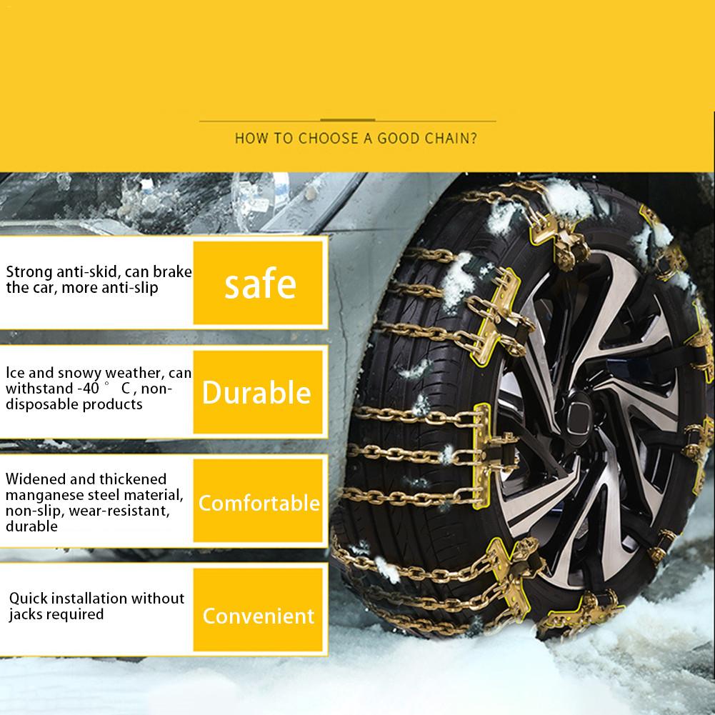 Car Snow Chains Emergency Anti Slip Snow Tire Chains for Car/SUV/Trucks Winter Snow Mud Roadway Safety Tire Snow Ice Chains