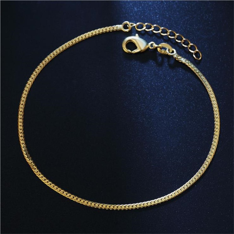 2MM Exquisite Chain Gold Bracelets For Women Jewelry Silver925 Sterling Anklets For Girl Party Accessories Female