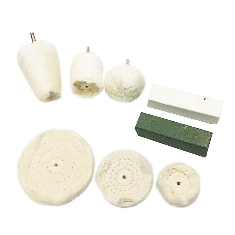 Mop Pad Plastic 6mm Polishing Wheel Set Cylinder Polishing Metal Sleeve Cotton Cloth Polishing Wheel Drill 8Pcs: Default Title