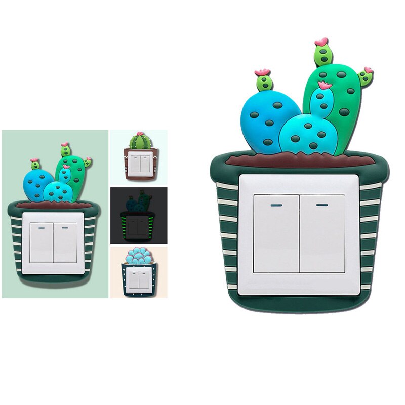 3D Light Switch Luminous Stickers Wall Stickers Switch Cover Socket Protector Wall Self-Adhesive Decor For Home Room Decoration