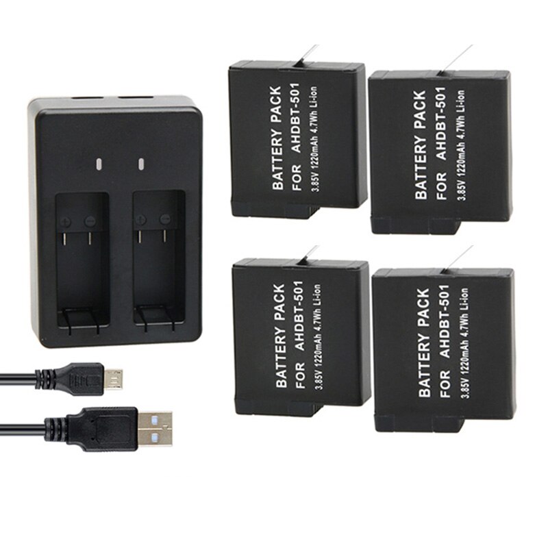 For GoPro Hero 5 Hero 6 Hero 7 8 black battery + Dual charger for GOPRO Hero 8 7 hero6 hero5 Black Camera Accessories: A Package