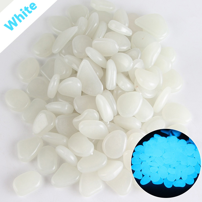 50PCS/lot Glow in the dark pebbles for garden decoration patio luminous stones for aquarium garden ornaments Fish Tank rock: white
