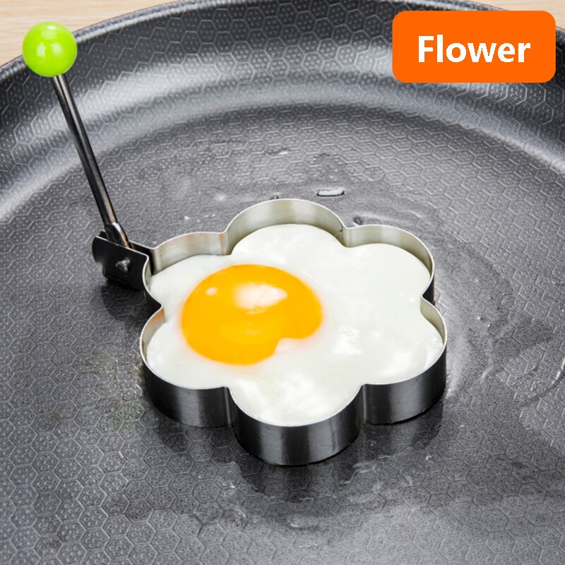 5 stil omelet form pandekage form rustfrit stål stegt æg shaper stegeæg madlavningsværktøj køkken tilbehør gadget q.: Blomst