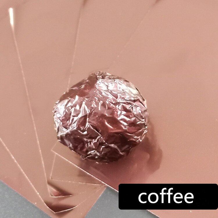 100 piezas de papel de aluminio dorado para envolver dulces, galletas, Chocolate, papel de hojalata para fiestas, papel artesanal de embalaje de con relieve de Metal, 8x8cm: coffee