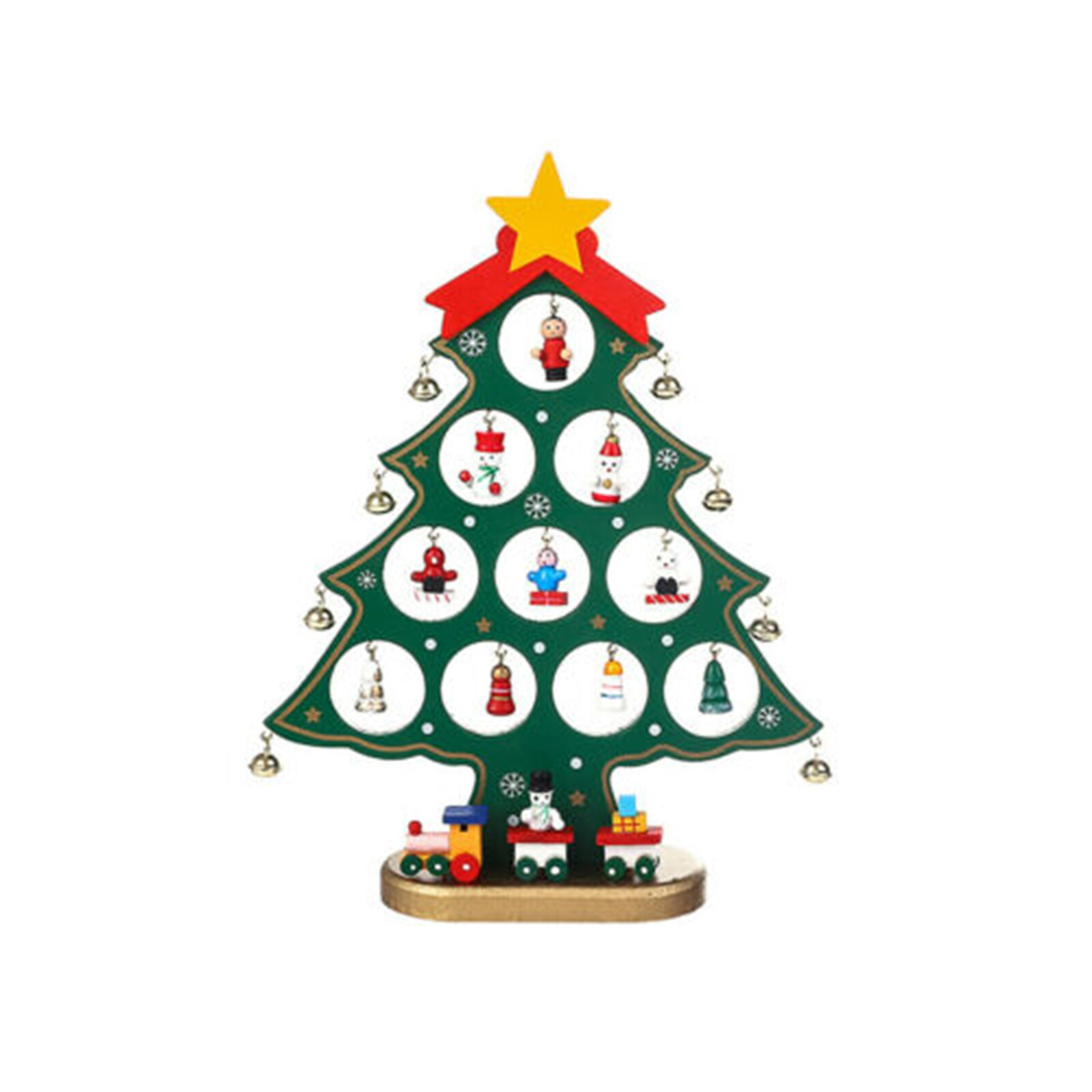 Mini Wood Christmas Tree Decoration Cute Home Desktop Office Decor Party DIY B88: Green Medium