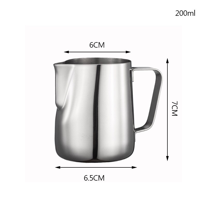 Fantastische roestvrijstalen koffie latte melkopschuimkan espresso koffiekan barista ambachtelijke keuken melkopschuimkan: 200ml